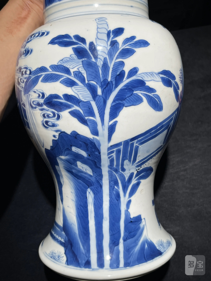 清康熙 青花人物纹凤尾尊 - 图10
